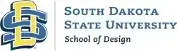 South Dakota State University School of Design logo with interlocking SD letters in blue and gold on a white background.